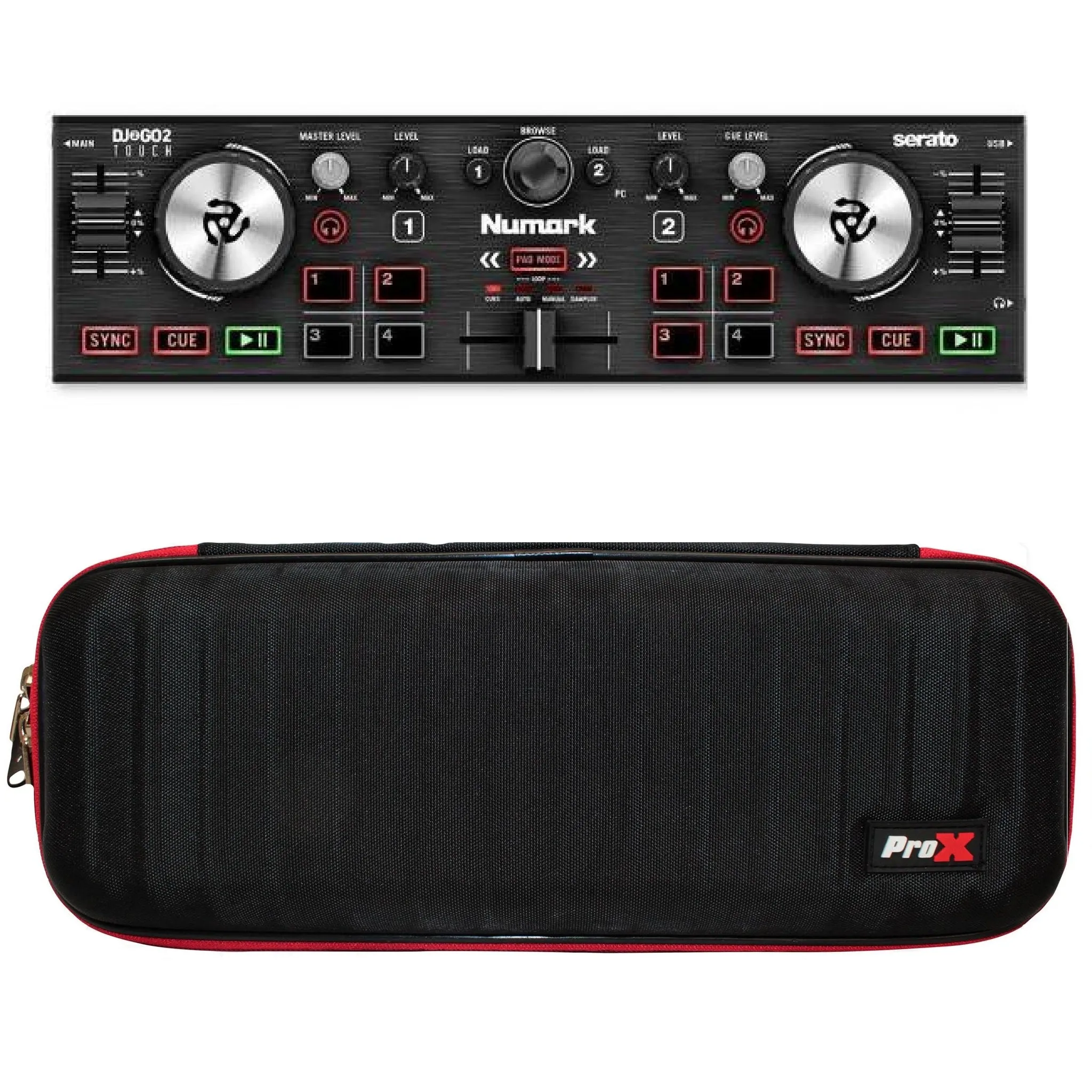 Numark DJ2GO2TOUCH Pocket DJ Controller and XB-DJ2GO2 Soft Case Bundle