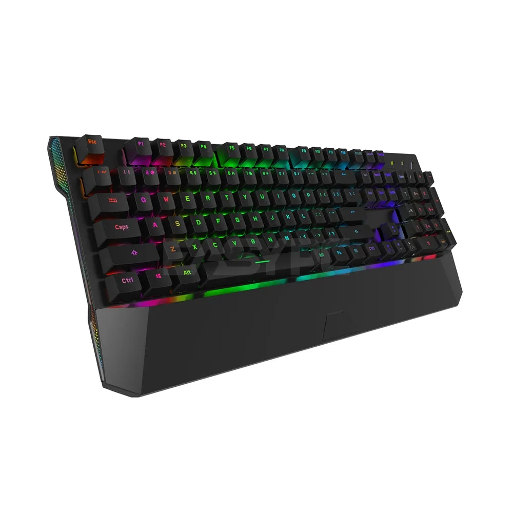 Royal Kludge RK956 104 keys, Ergonomics, RGB Backlit Huano Brown & Blue Switch Mechanical Black Gaming Keyboard 4JTP