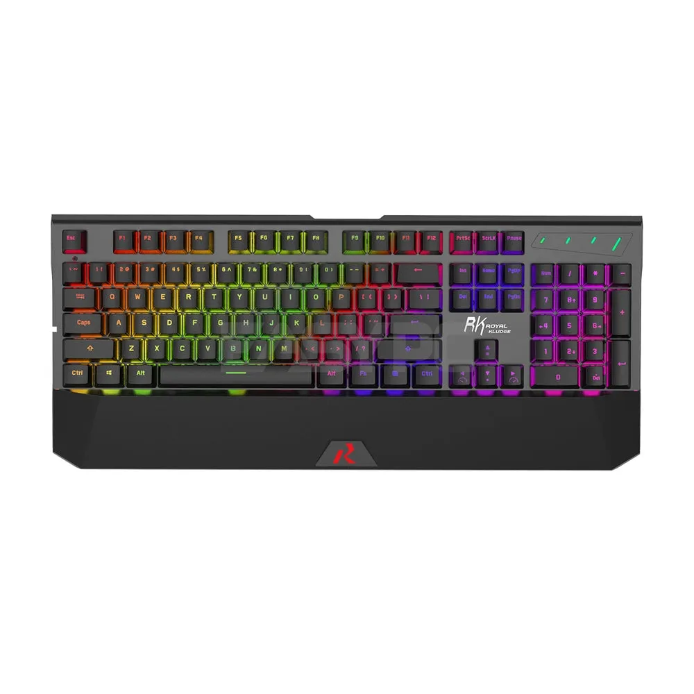 Royal Kludge RK956 104 keys, Ergonomics, RGB Backlit Huano Brown & Blue Switch Mechanical Black Gaming Keyboard 4JTP