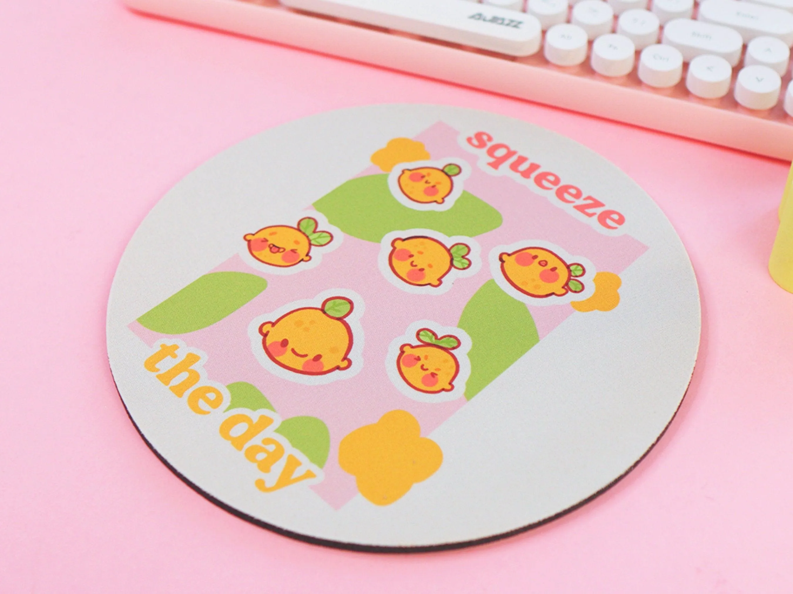Squeeze the Day Mouse Pad | Cute Lemon Desk Mat | Aesthetic Pastel Office Decor