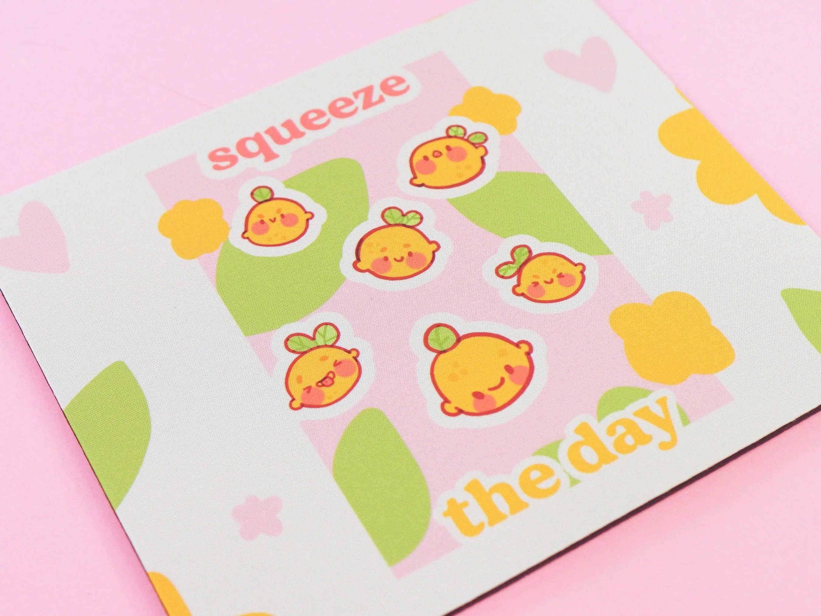 Squeeze the Day Mouse Pad | Cute Lemon Desk Mat | Aesthetic Pastel Office Decor