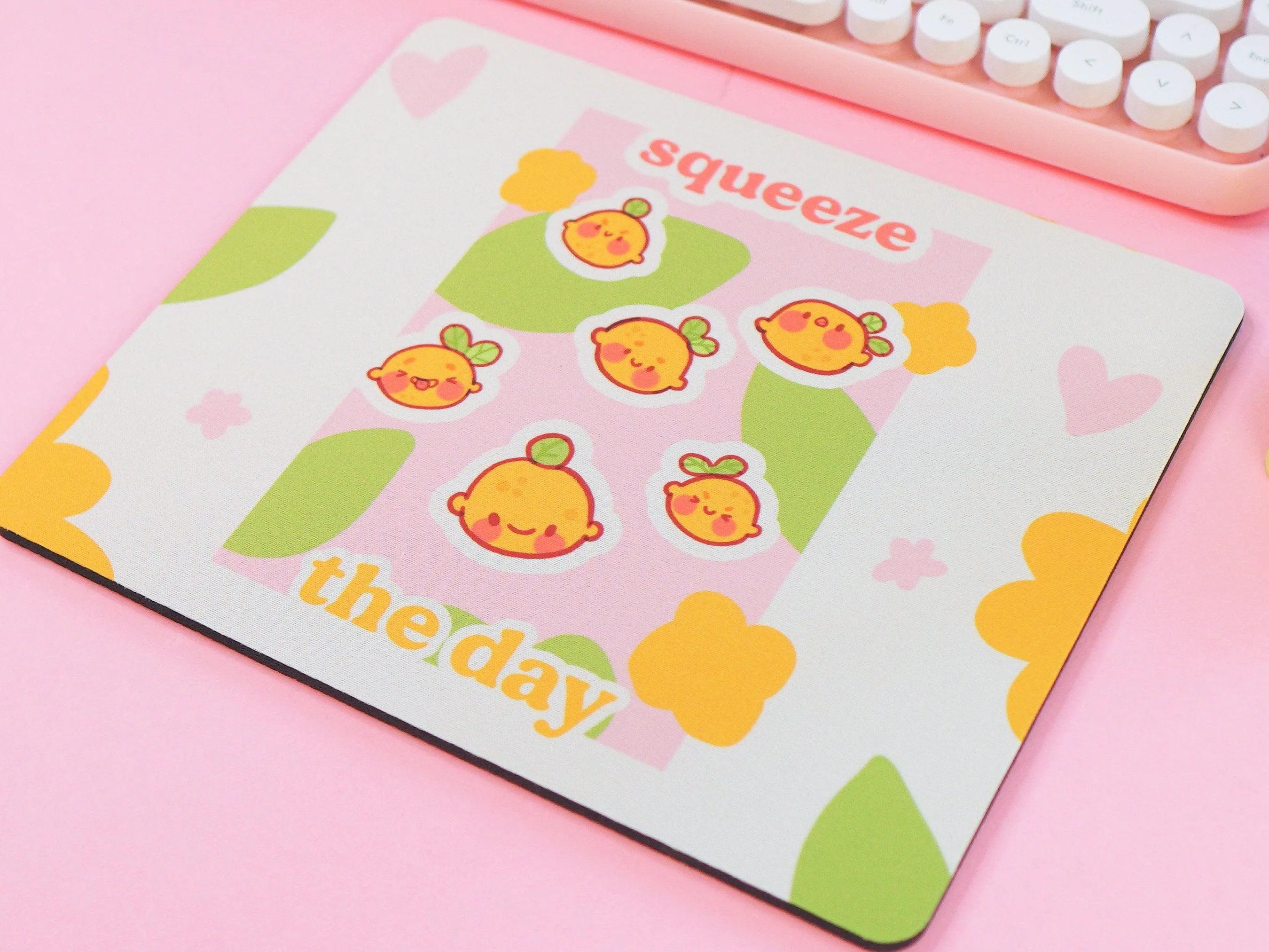 Squeeze the Day Mouse Pad | Cute Lemon Desk Mat | Aesthetic Pastel Office Decor