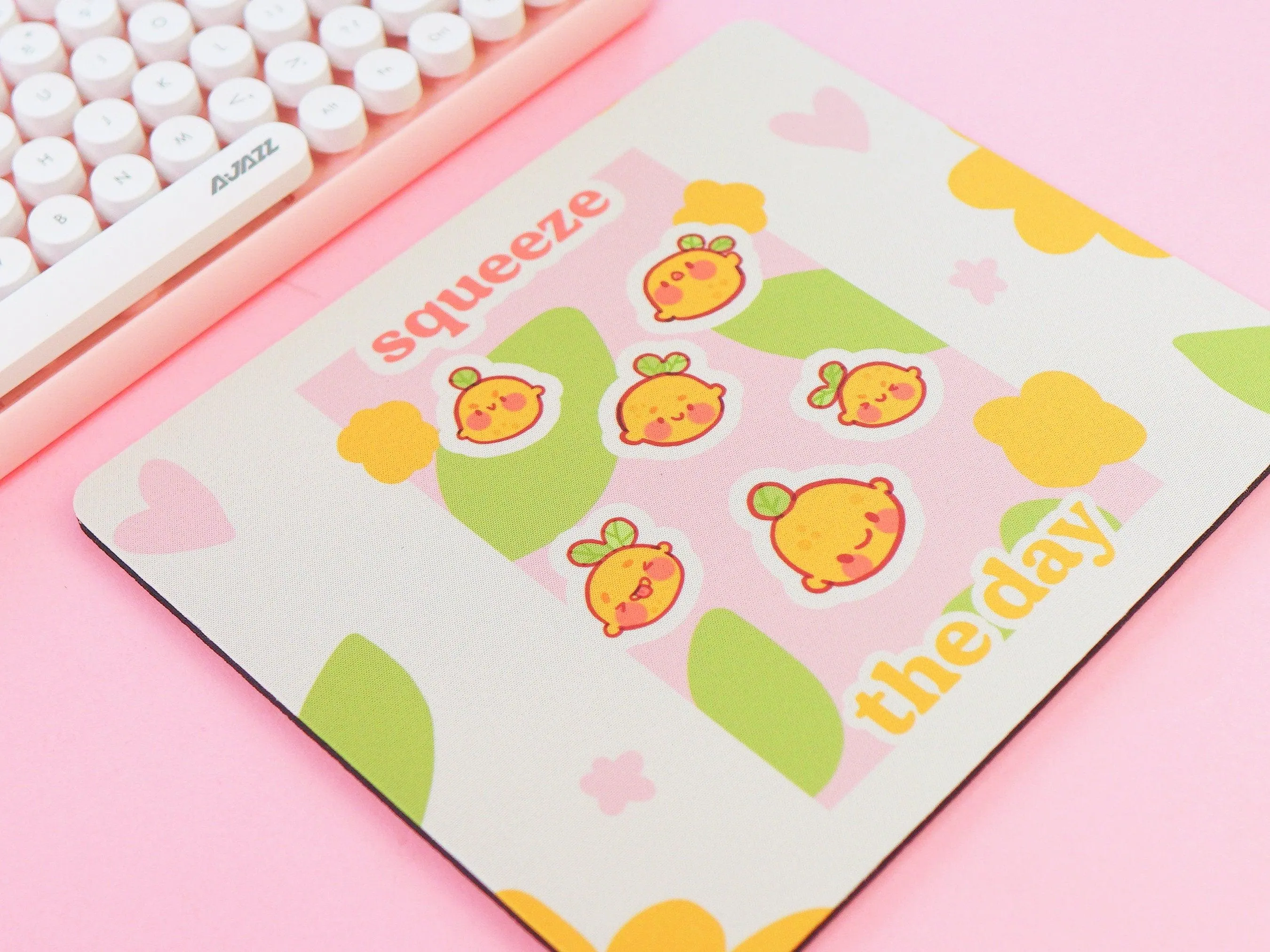 Squeeze the Day Mouse Pad | Cute Lemon Desk Mat | Aesthetic Pastel Office Decor