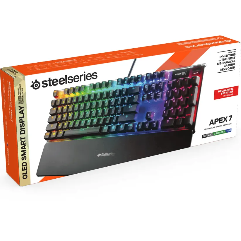 SteelSeries Apex 7 Gaming Keyboard RGB Linear Red Switch Full Size