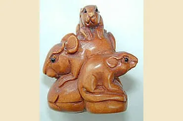 Three Mice Ojime