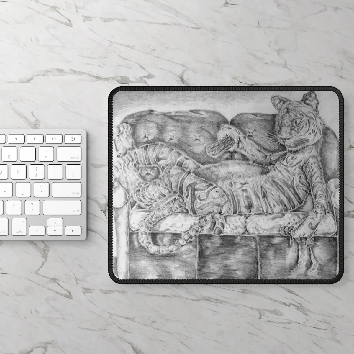 Tiger on a Couch Gaming Mouse Pad