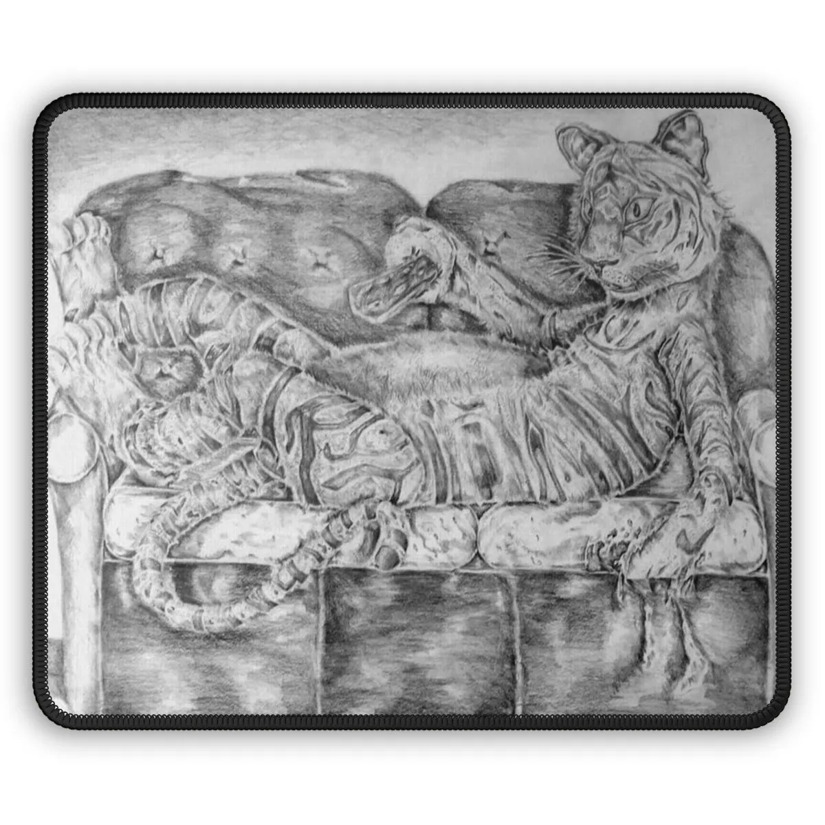 Tiger on a Couch Gaming Mouse Pad