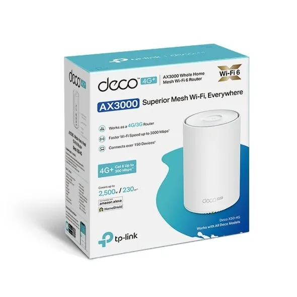 TP-Link 4G  AX3000 Whole Home Mesh WiFi 6 Gateway - DECO X50-4G(1-PACK)
