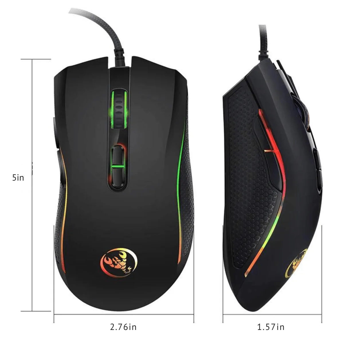 USB Gaming Mouse, Adjustable DPI, 7 Programmable Buttons, Ergonomic Design, RGB Lighting, Wired, Windows & Mac Compatible