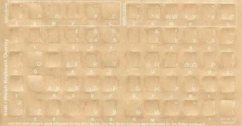 Welsh Keyboard Stickers - Labels - Overlays with White Characters for Black Computer Keyboard